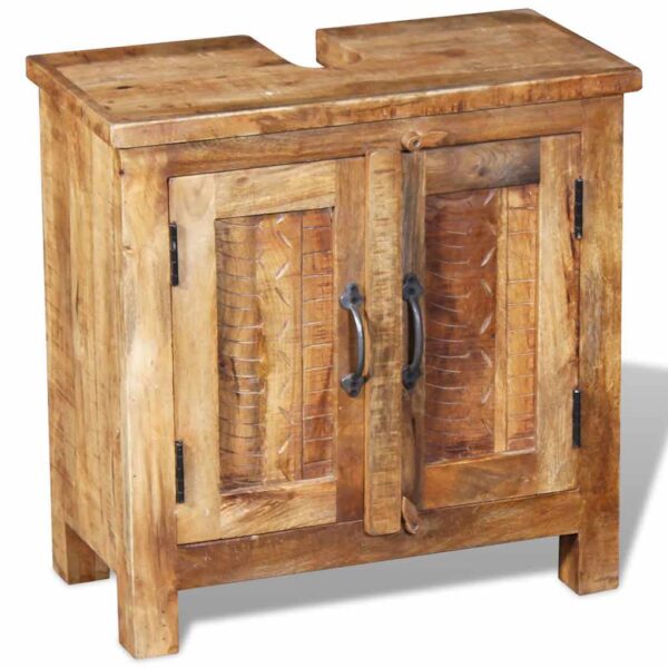vidaXL Bathroom Vanity Cabinet with Mirror Solid Mango Wood - Image 8