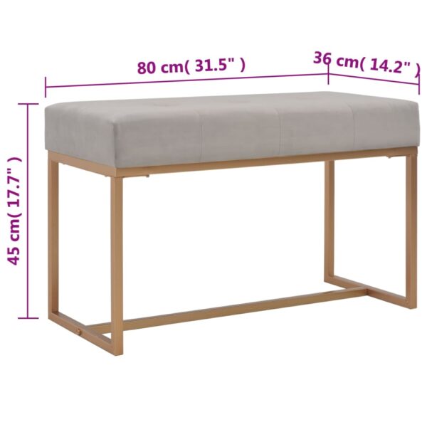 vidaXL Bench 80 cm Grey Velvet - Image 5