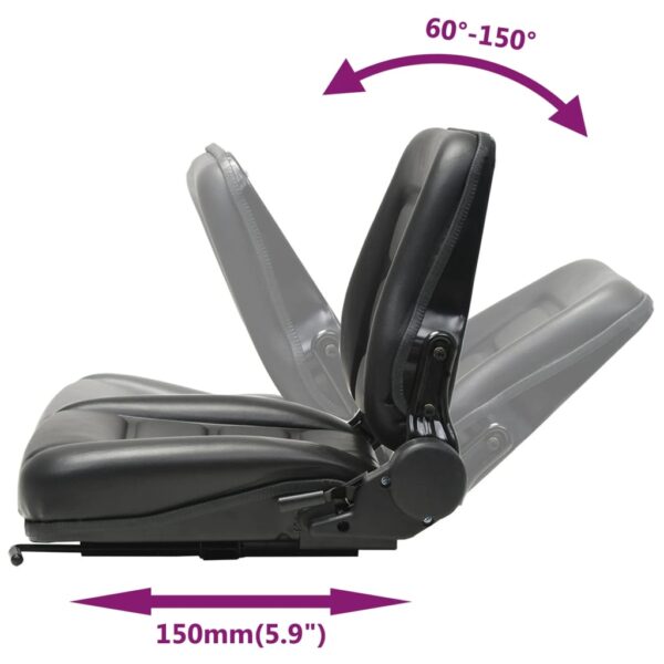 vidaXL Forklift & Tractor Seat with Adjustable Backrest Black - Image 7