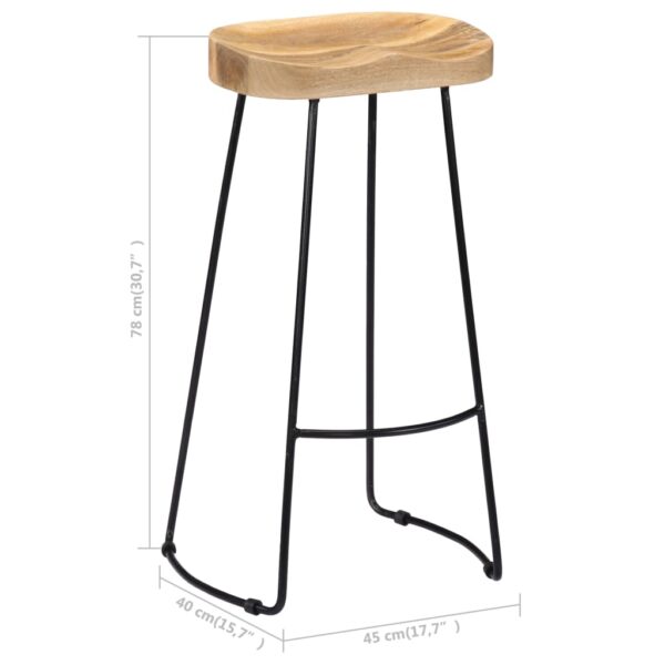 vidaXL Gavin Bar Stools 2 pcs Solid Mango Wood - Image 9