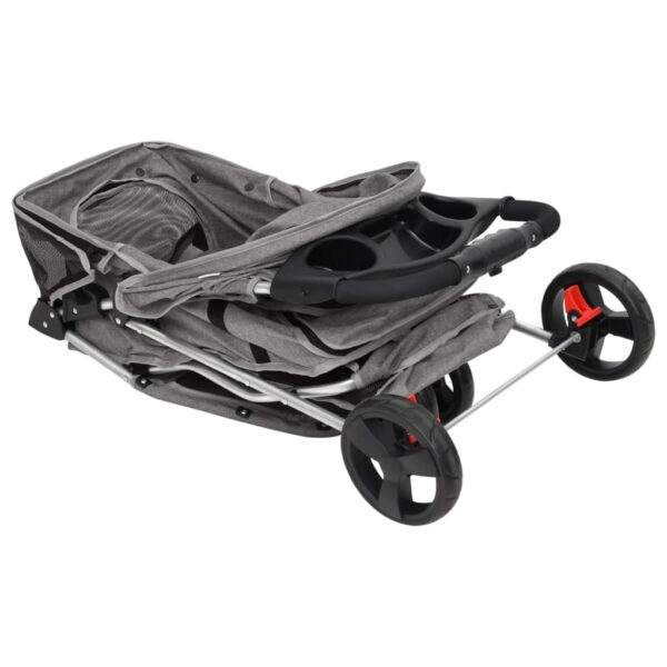 vidaXL Folding Dog Stroller Grey 80x46x98 cm Oxford Fabric - Image 8