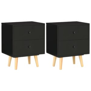 vidaXL Bedside Cabinets 2 pcs Black 40x30x50 cm Solid Pinewood