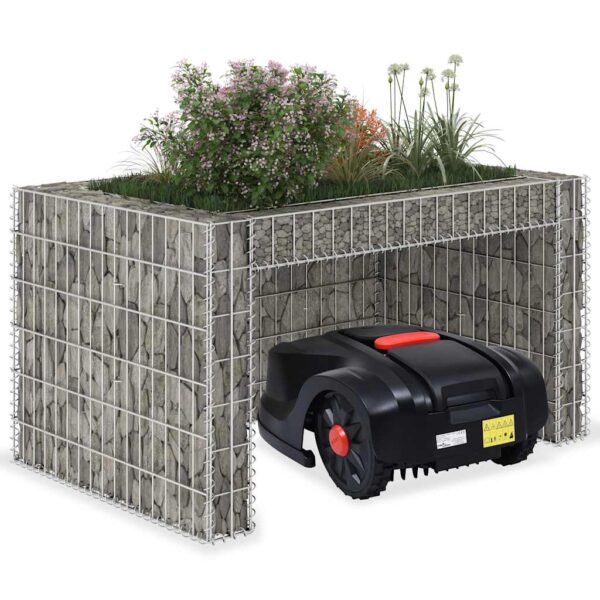 vidaXL Lawn Mower Garage with Raised Bed 110x80x60 cm Steel Wire - Image 1