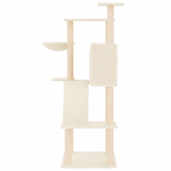 vidaXL Cat Tree with Sisal Scratching Posts Cream 143 cm - Image 4
