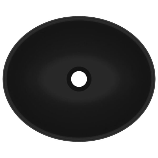 vidaXL Luxury Basin Oval-shaped Matt Black 40x33 cm Ceramic - Image 4