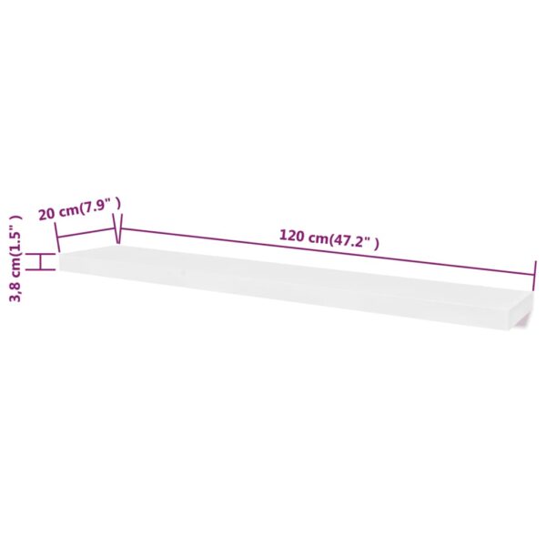2 White MDF Floating Wall Display Shelves Book/DVD Storage - Image 5