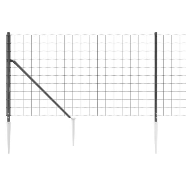 vidaXL Wire Mesh Fence with Spike Anchors Anthracite 1x25 m - Image 4
