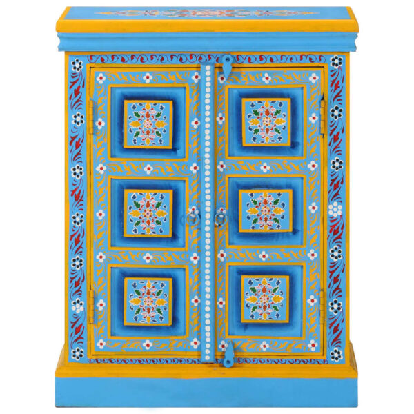 vidaXL Sideboard Solid Mango Wood Turquoise Hand Painted - Image 2