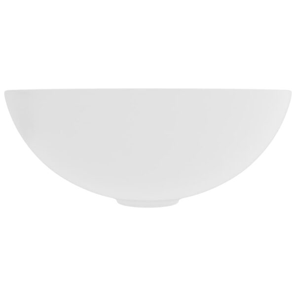 vidaXL Bathroom Sink Ceramic Matt White Round - Image 3