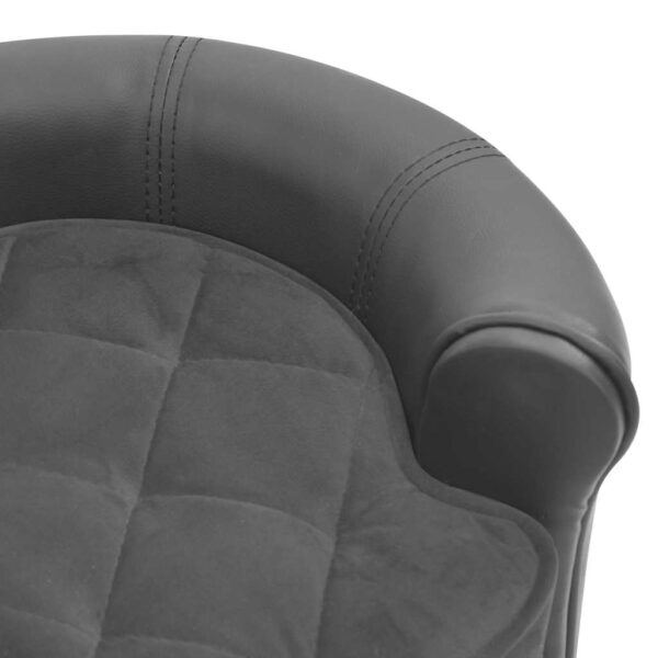 vidaXL Dog Sofa Grey 48x48x32 cm Plush and Faux Leather - Image 7