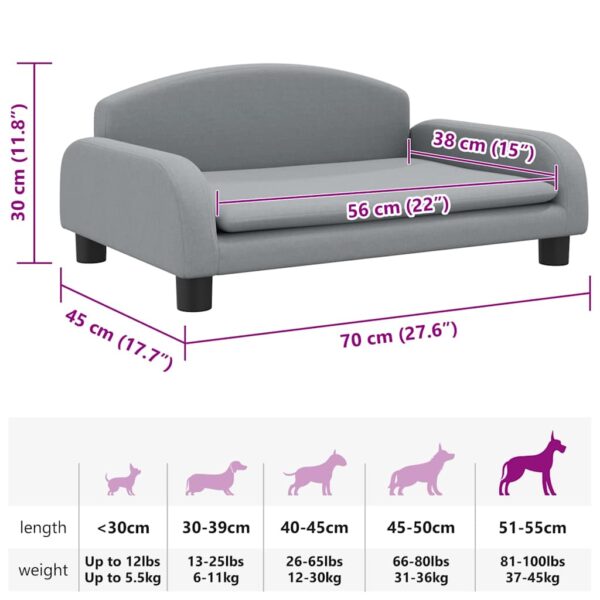 vidaXL Dog Bed Light Grey 70x45x30 cm Fabric - Image 7