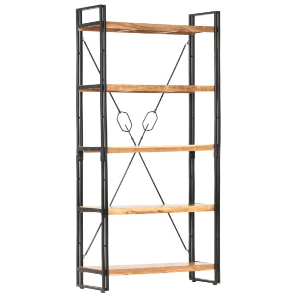 vidaXL 5-Tier Bookcase 90x30x180 cm Solid Acacia Wood - Image 8
