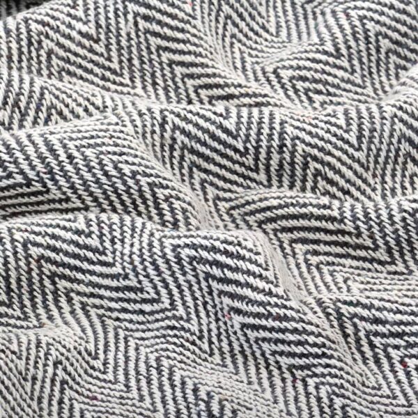vidaXL Throw Cotton Herringbone 160x210 cm Navy Blue - Image 5