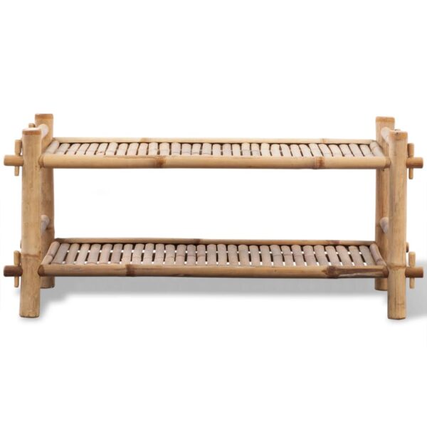 vidaXL 2-Tier Bamboo Shoe Rack - Image 2