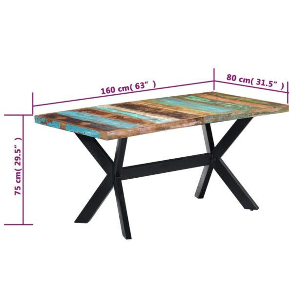 vidaXL Dining Table 160x80x75 cm Solid Reclaimed Wood - Image 7
