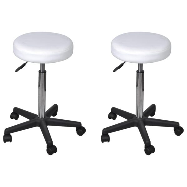vidaXL Office Stools 2 pcs White 35.5x84 cm Faux Leather - Image 1