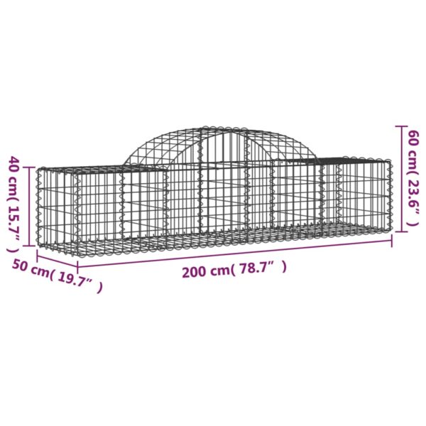 vidaXL Arched Gabion Basket 200x50x40/60 cm Galvanised Iron - Image 5