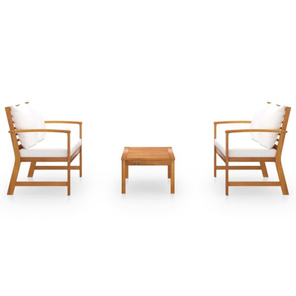 vidaXL 3 Piece Garden Lounge Set with Cushion Solid Acacia Wood - Image 3