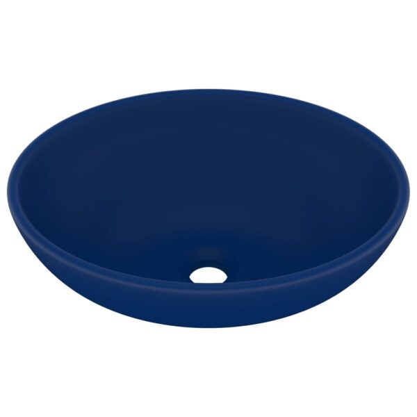 vidaXL Luxury Basin Oval-shaped Matt Dark Blue 40x33 cm Ceramic - Image 2