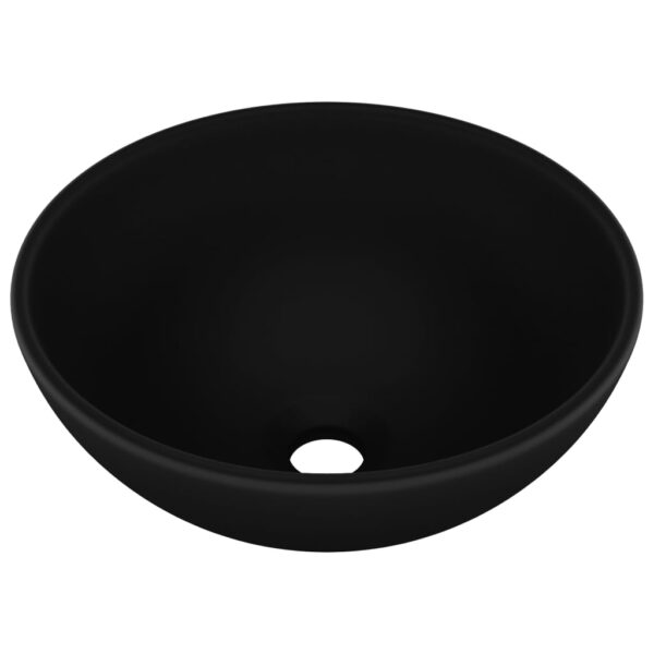 vidaXL Luxury Bathroom Basin Round Matt Black 32.5x14 cm Ceramic - Image 2