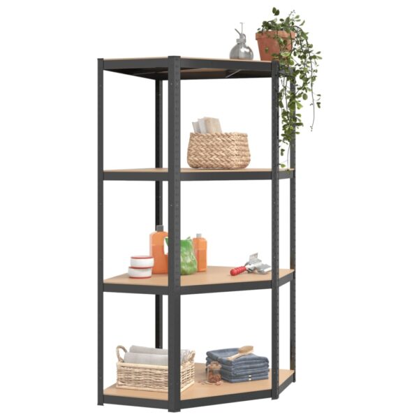 vidaXL 4-Layer Corner Shelf Anthracite Steel and Engineered Wood - Image 3