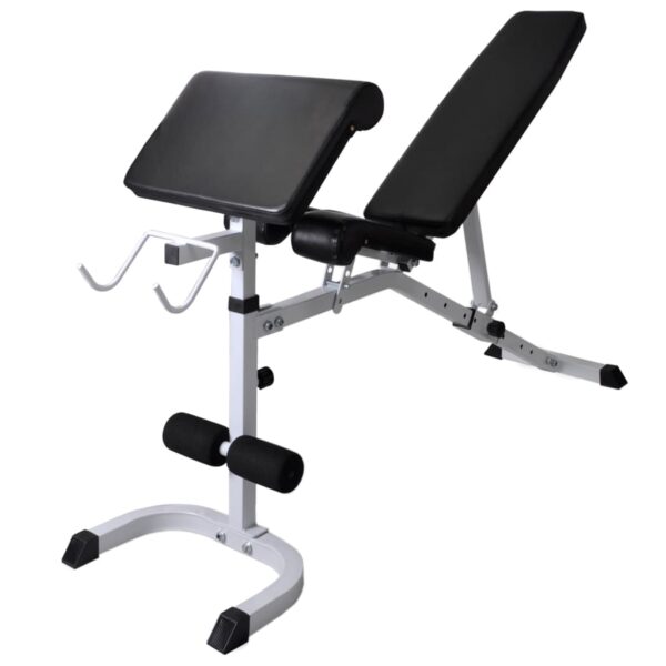 vidaXL Workout Bench with Weight Rack Barbell and Dumbbell Set 60.5kg - Image 5