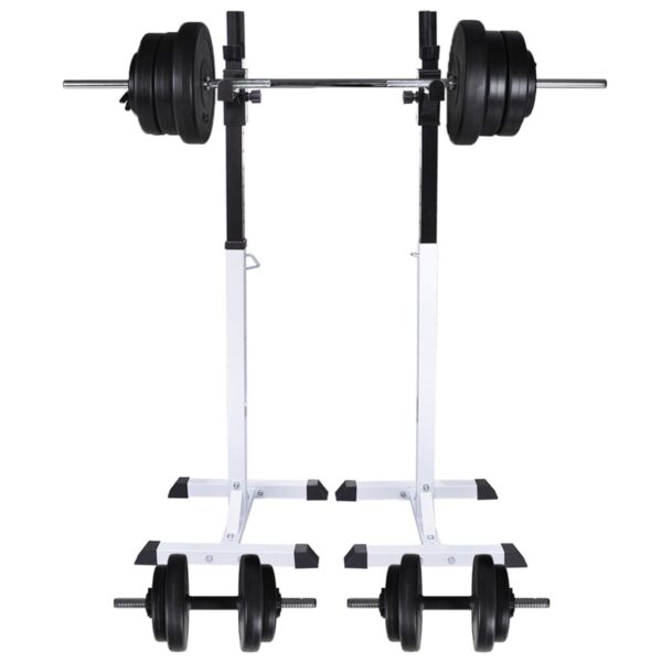 vidaXL Barbell Squat Rack with Barbell and Dumbbell Set 60.5 kg - Image 1