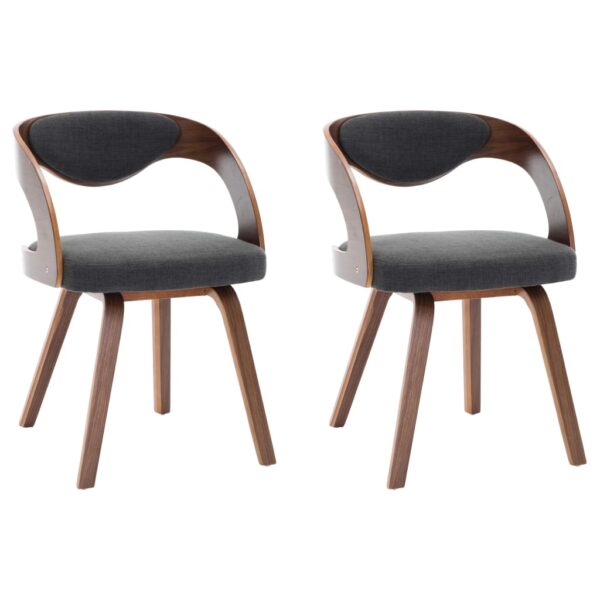 vidaXL Dining Chairs 2 pcs Dark Grey Bent Wood and Fabric - Image 2