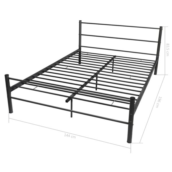 vidaXL Bed Frame without Mattress Black Metal Double Size - Image 8