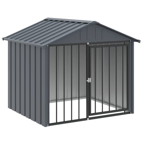 vidaXL Dog House with Roof Black 117x103x102 cm Galvanised Steel - Image 2