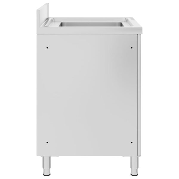 vidaXL Commercial Kitchen Sink Cabinet 60x60x96 cm Stainless Steel - Image 3