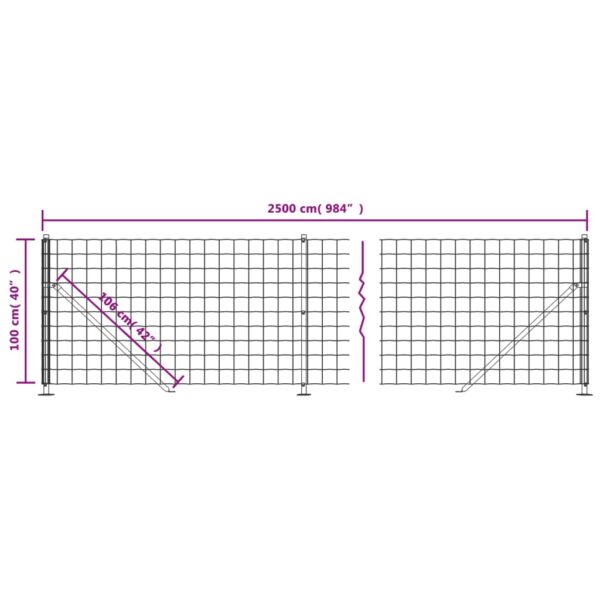 vidaXL Wire Mesh Fence with Flange Anthracite 1x25 m - Image 6