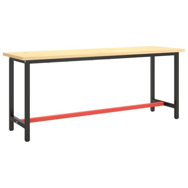 vidaXL Work Bench Frame Matte Black and Matte Red 190x50x79 cm Metal - Image 2