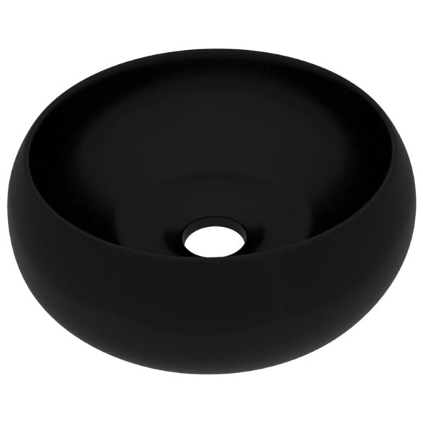 vidaXL Luxury Wash Basin Round Matt Black 40x15 cm Ceramic - Image 2