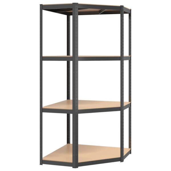 vidaXL 4-Layer Corner Shelf Anthracite Steel and Engineered Wood - Image 2