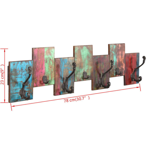 vidaXL Coat Rack with 7 Hooks Solid Reclaimed Wood - Image 9