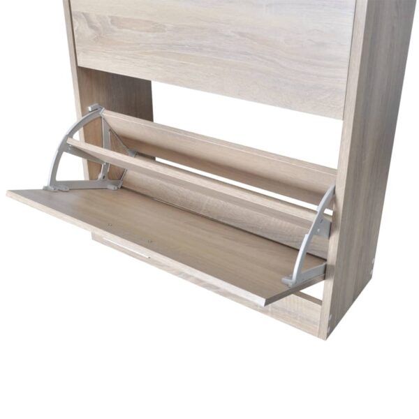 Oak Look Wooden Shoe Cabinet with 2 Compartments - Image 6