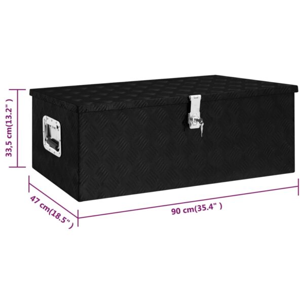 vidaXL Storage Box Black 90x47x33.5 cm Aluminium - Image 8