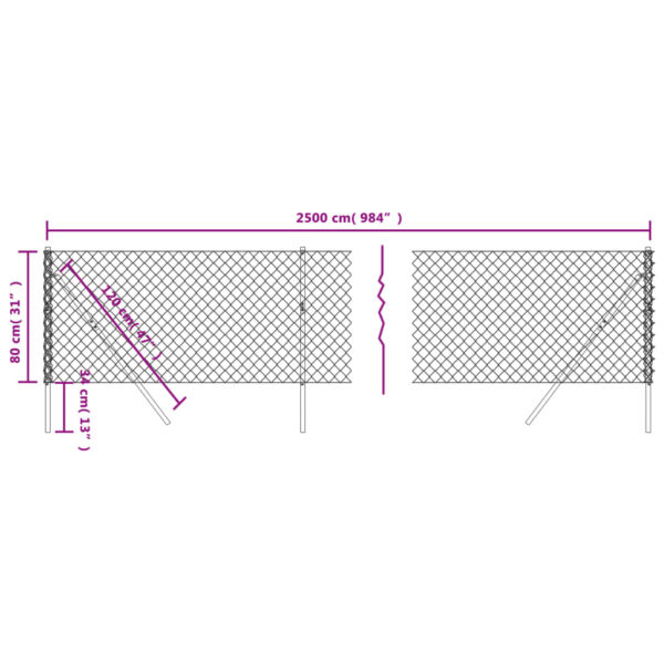 vidaXL Chain Link Fence Green 0.8x25 m - Image 5