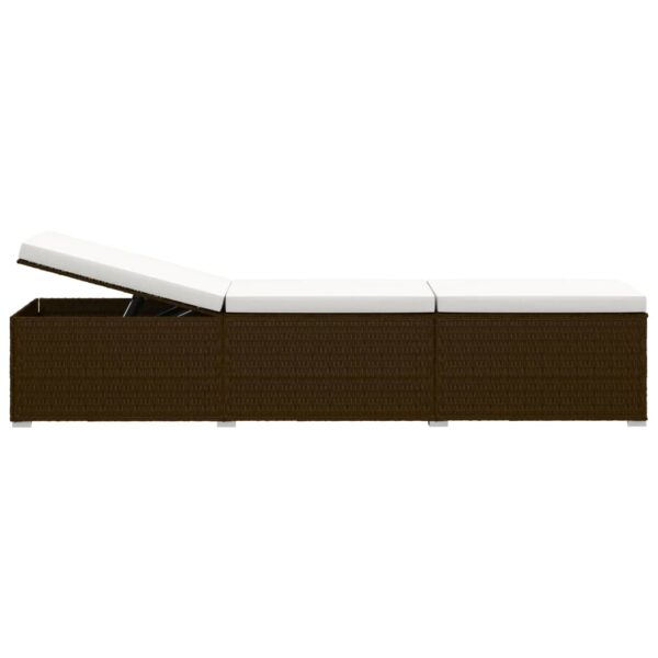 vidaXL 3 Piece Garden Sun Loungers with Tea Table Poly Rattan Brown - Image 3