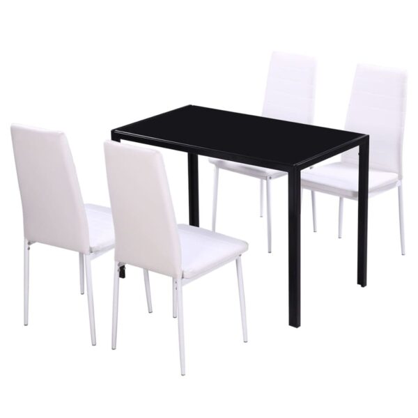 vidaXL Five Piece Dining Table Set Black and White - Image 2