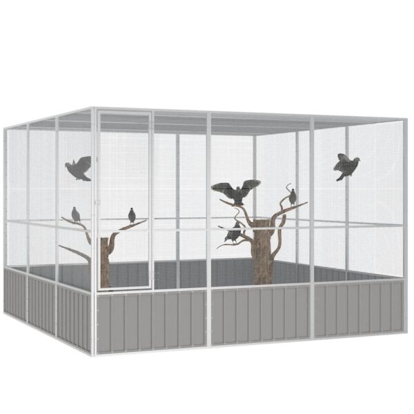 vidaXL Bird Cage Grey 302.5x324.5x211.5 cm Galvanised Steel - Image 2