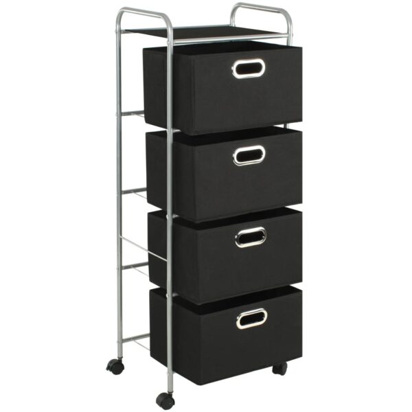 vidaXL Shelving Unit with 4 Storage Boxes Steel and Non-woven Fabric - Image 3