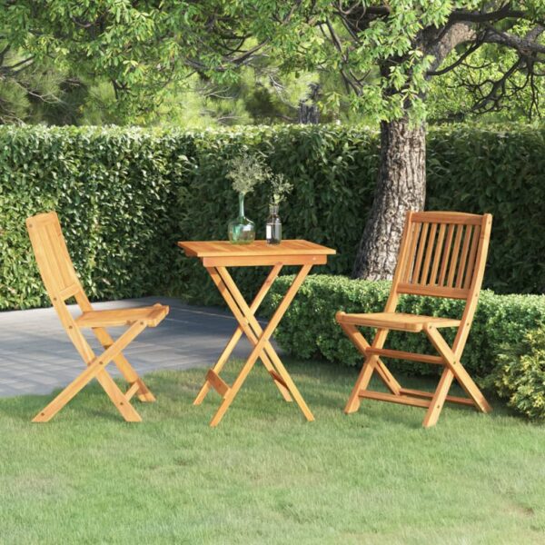 vidaXL 3 Piece Folding Garden Dining Set Solid Acacia Wood - Image 1