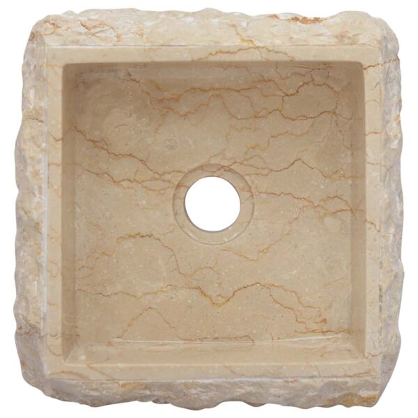 vidaXL Sink Cream 30x30x13 cm Marble - Image 6