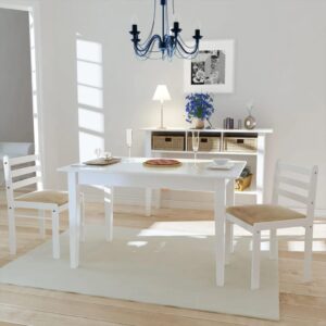 vidaXL Dining Chairs 2 pcs White Solid Rubber Wood and Velvet