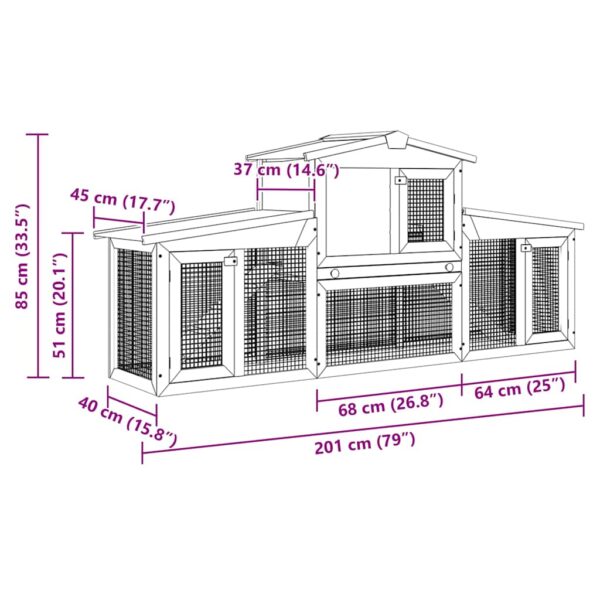 Large Rabbit Hutch Small Animal House Pet Cage with Roofs Wood - Image 8