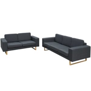 vidaXL 2-Seater and 3-Seater Sofa Set Dark Grey