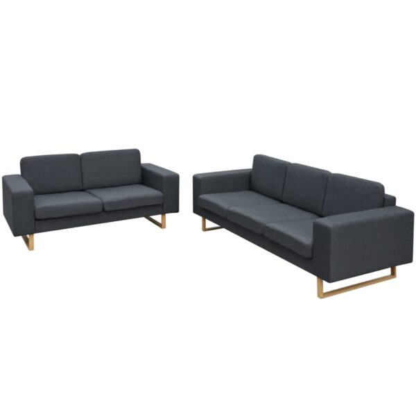 vidaXL 2-Seater and 3-Seater Sofa Set Dark Grey - Image 1