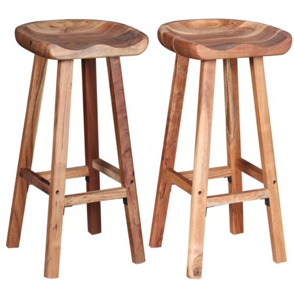 vidaXL Bar Stools 2 pcs Solid Acacia Wood - Image 1